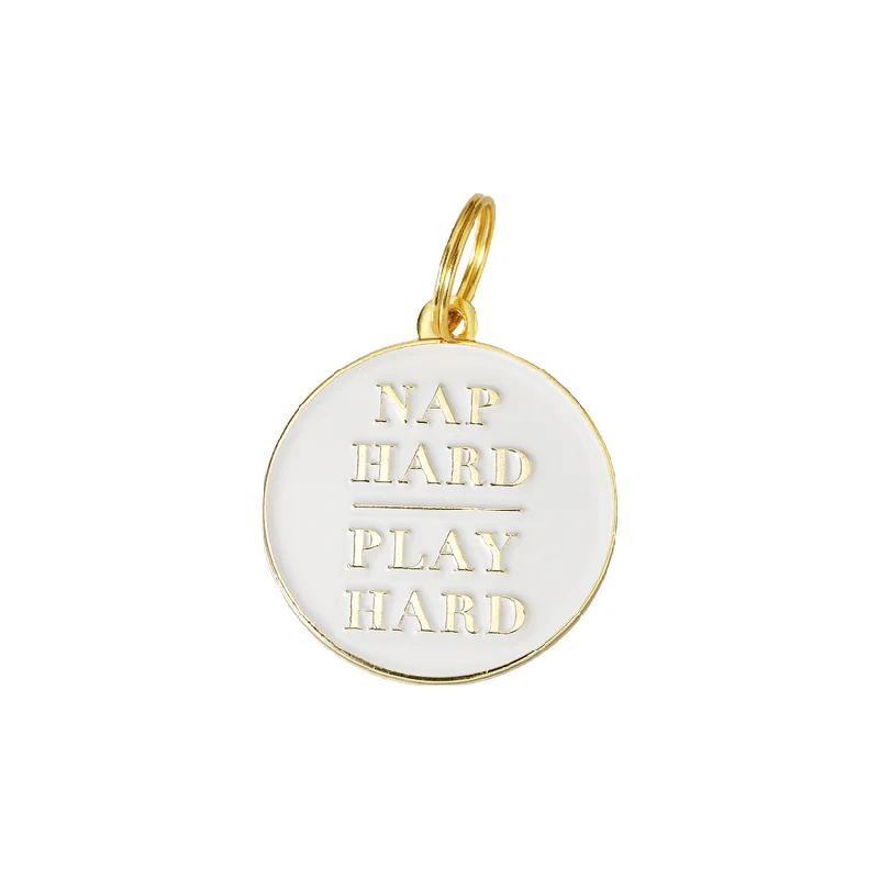 Pet ID Tag "Nap Hard, Play Hard" from Two Tails Pet Company