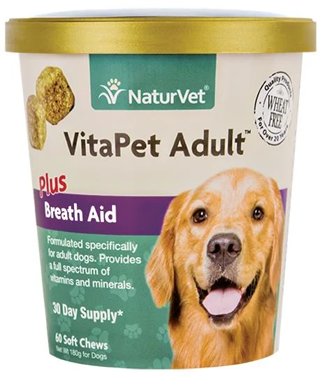 18% OFF: NaturVet VitaPet ADULT Plus Breath Aid Soft Chew Supplement For Dogs 60 count