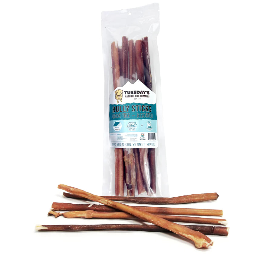 The Natural Dog Company 12" Bully Sticks Odor Free - 8 OZ Pack