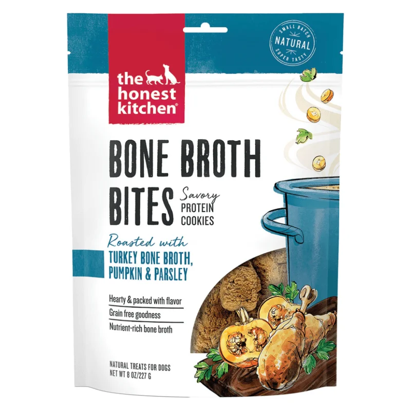 Dog Biscuits - BONE BROTH BITES - Turkey Bone Broth, Pumpkin & Parsley - 8 oz